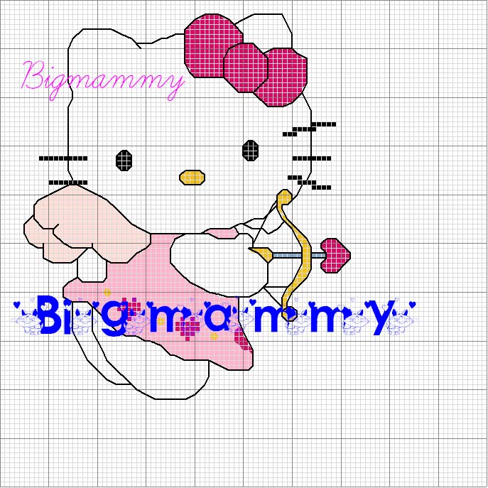 Schema punto croce Hello kitty rosa
