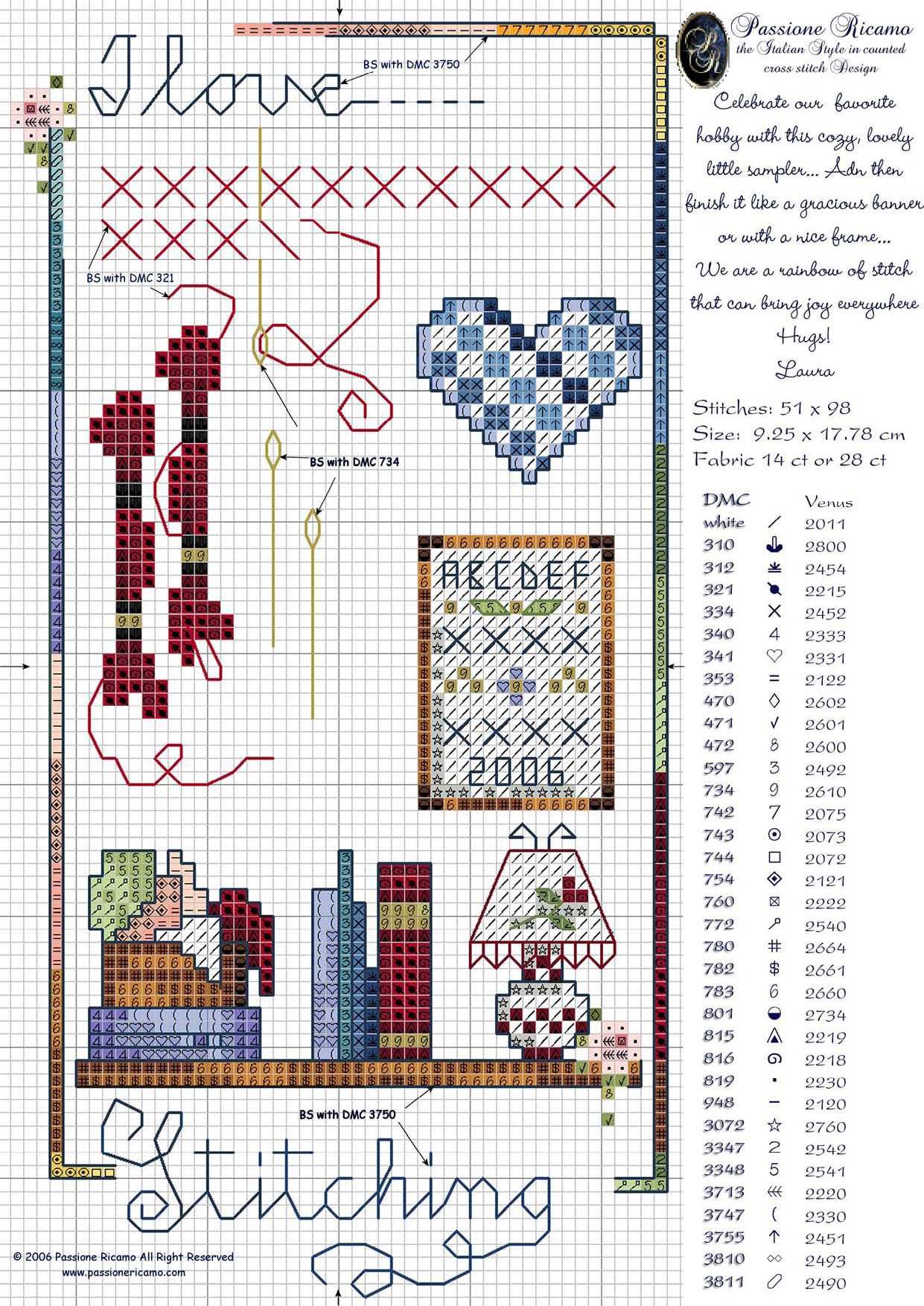 Schema punto croce I love stitchi