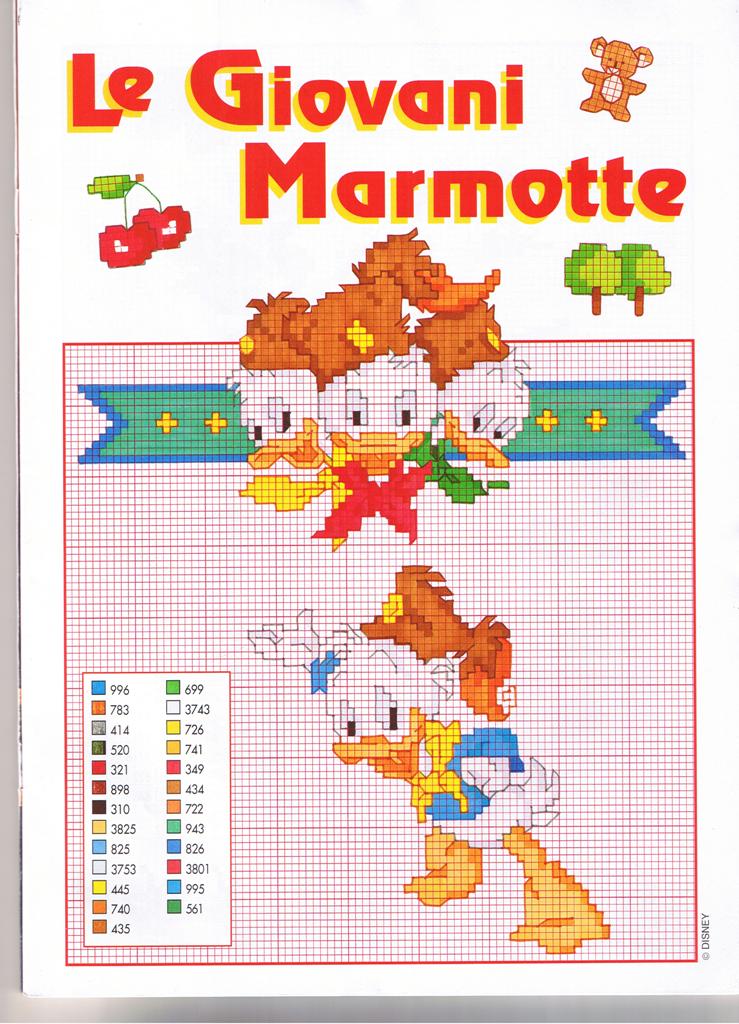 Schema punto croce Le giovani marmotte
