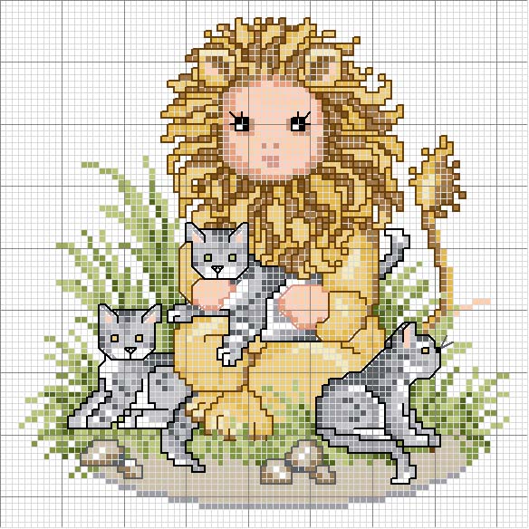 Schema punto croce Leone baby