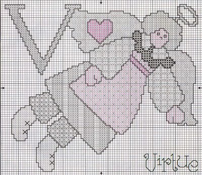 Schema punto croce Lettera v