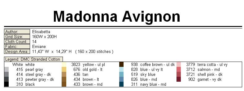 Schema punto croce Madonna avignone 7