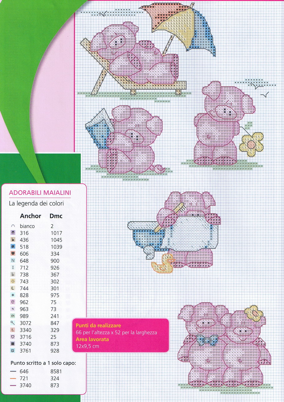 Schema punto croce Maialini estivi 2