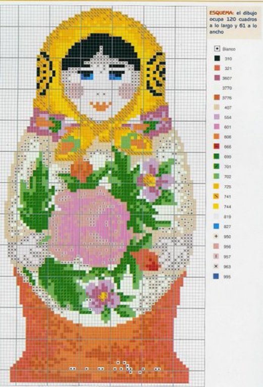 Schema punto croce Matriosca 01