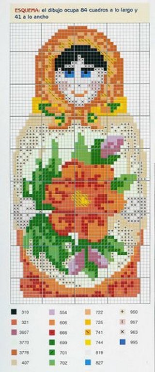 Schema punto croce Matriosca 03