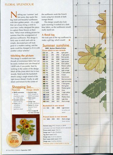 Schema punto croce Mazzo girasoli 2