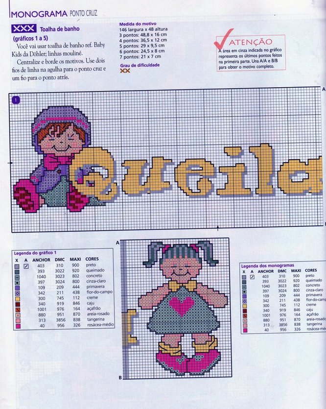 Schema punto croce Monogramma infantile