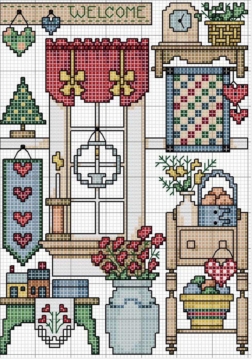 Schema punto croce Motivi country