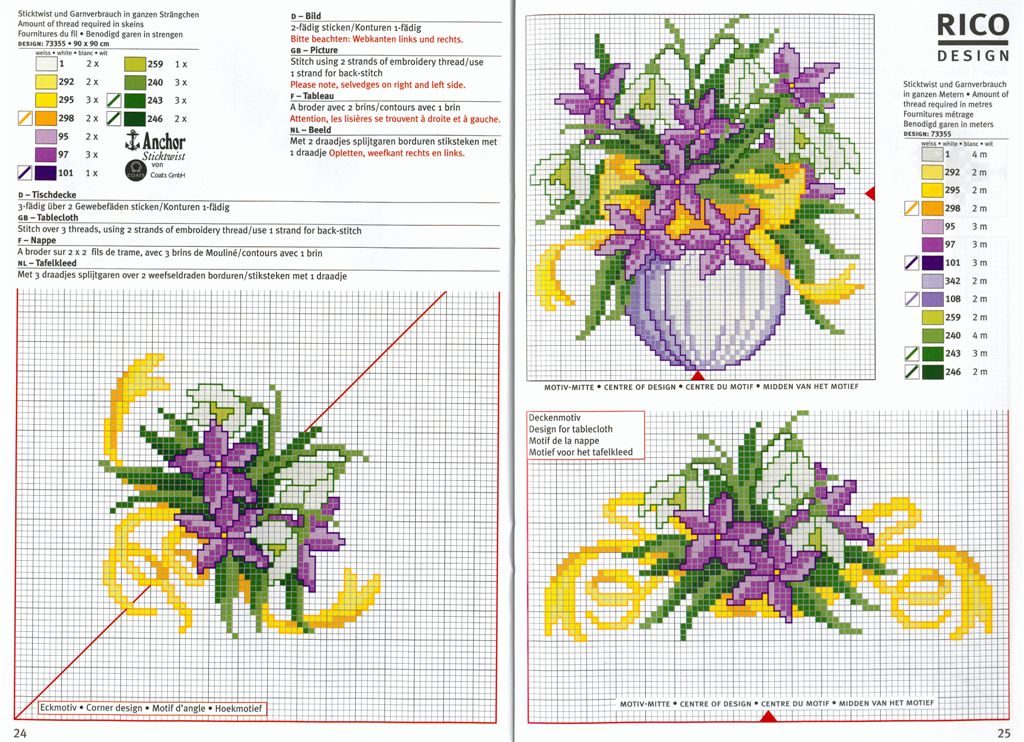 Schema punto croce Motivi floreali 16