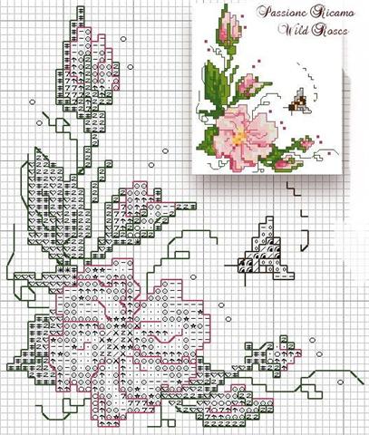 Schema punto croce Motivi floreali 22