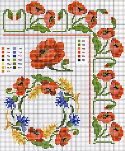 Schema punto croce Motivi floreali 25