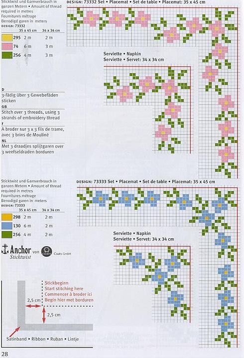 Schema punto croce Motivi floreali 7