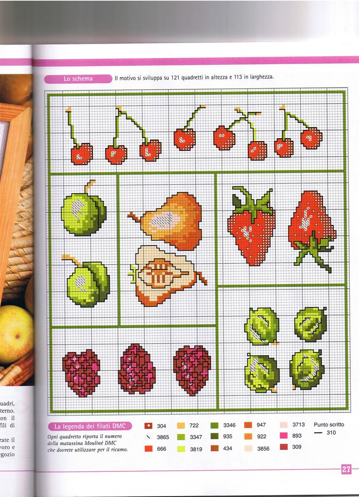 Schema punto croce Motivi frutta 2