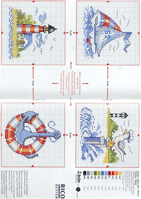 Schema punto croce Motivi mare 16