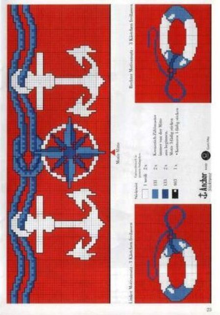 Schema punto croce Motivi mare 18