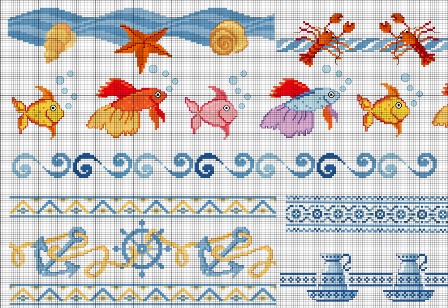 Schema punto croce Motivi mare 23