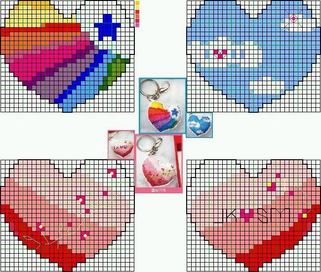 Schema punto croce Motivi su cuore