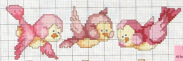 Schema punto croce Motivo uccellini