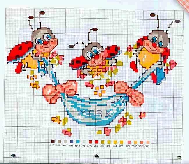 Schema punto croce Nascita con coccinelle
