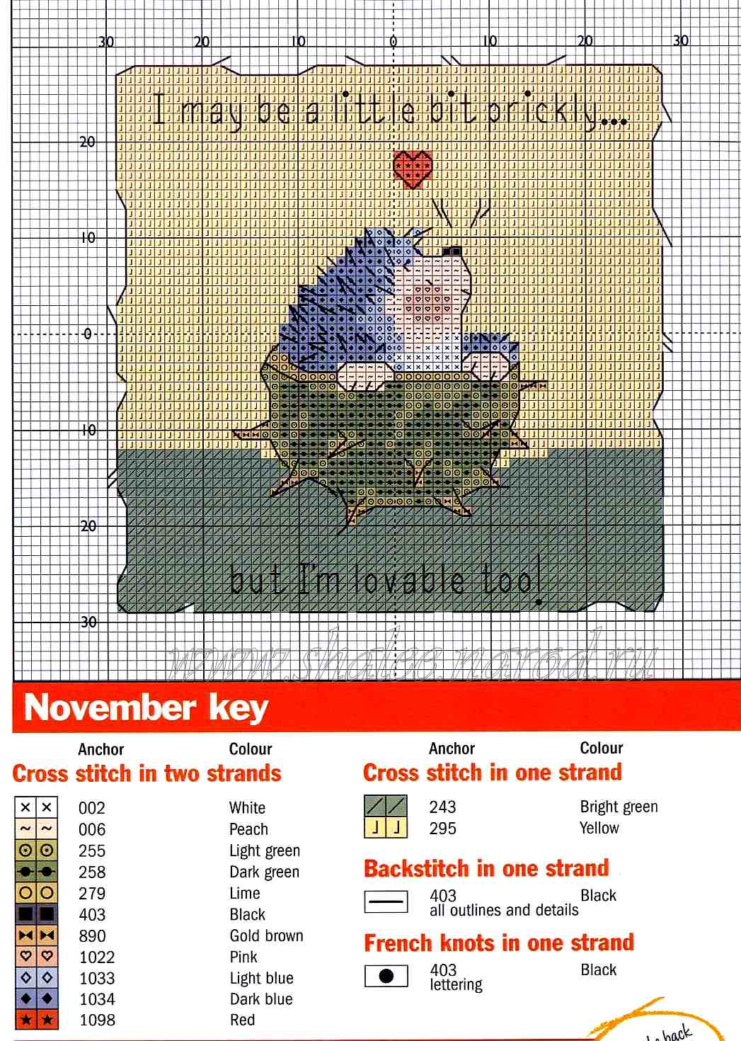 Schema punto croce Novembre riccio