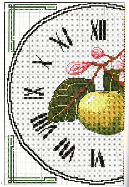 Schema punto croce Orologio frutta 1