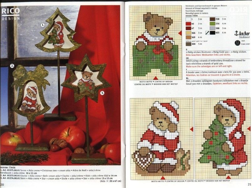 Schema punto croce Orsetti alberello