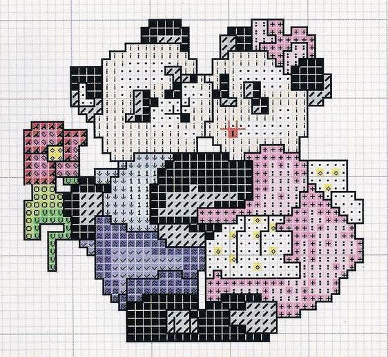 Schema punto croce Orsetti innamorati