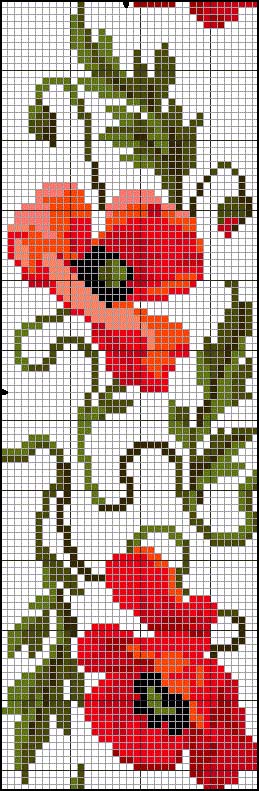 Schema punto croce Papaveri 1a