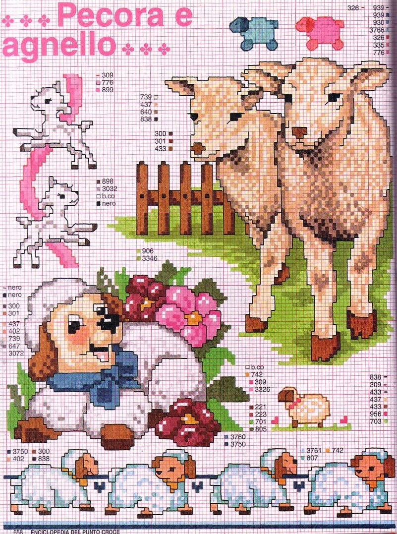 Schema punto croce Pecora agnello 2