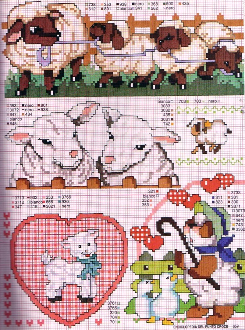 Schema punto croce Pecora agnello 3