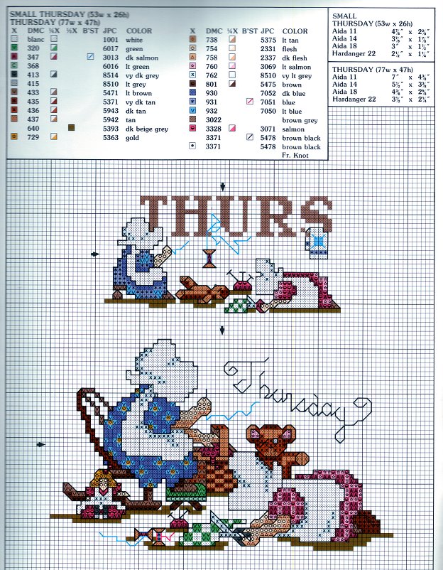 Schema punto croce Piccoli giorni 3