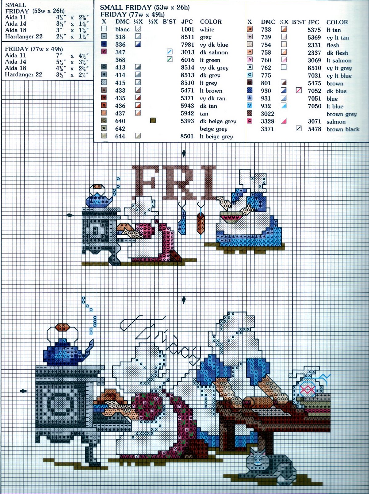 Schema punto croce Piccoli giorni 4