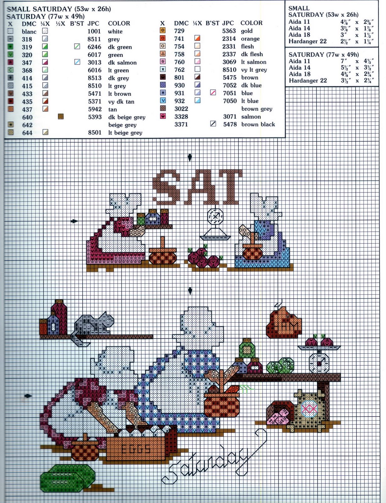 Schema punto croce Piccoli giorni 5