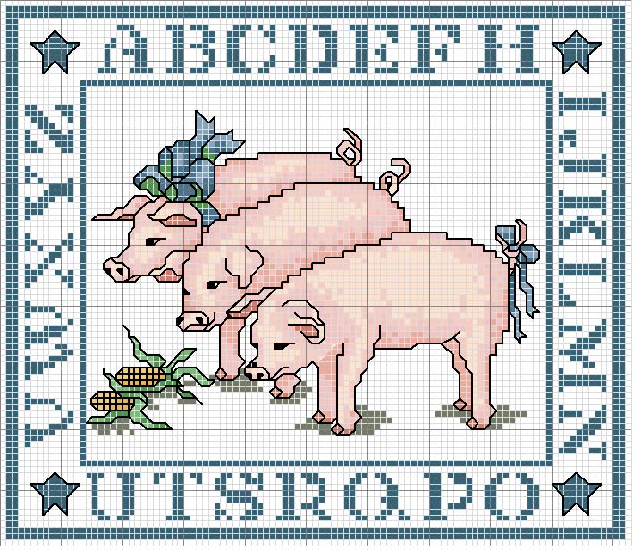 Schema punto croce Piccoli porcellini