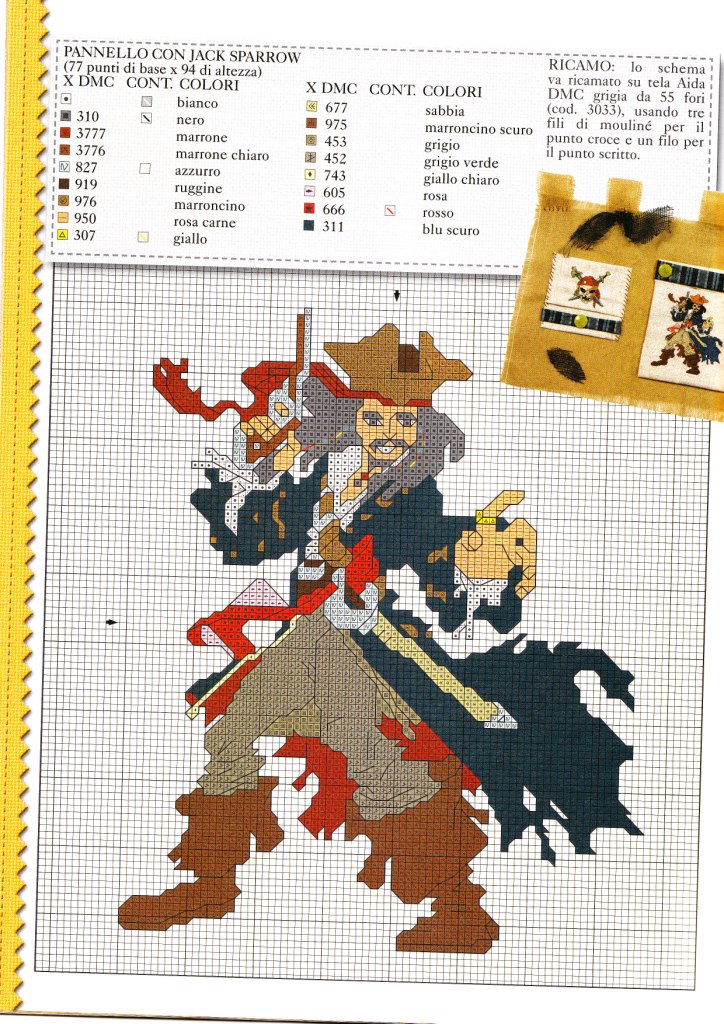 Schema punto croce Pirati jack sparrow
