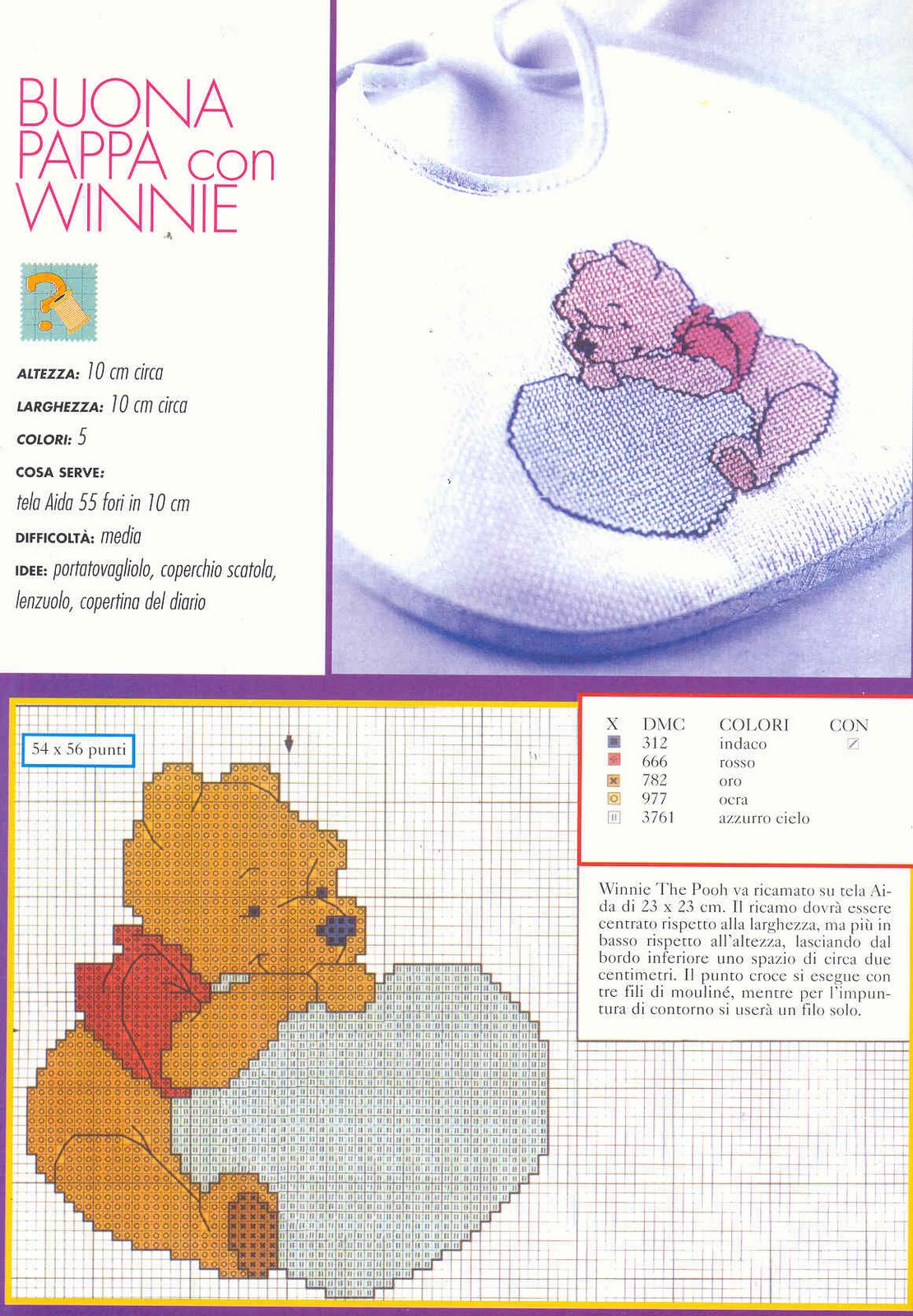 Schema punto croce Pooh bavaglino