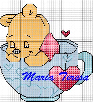 Schema punto croce Pooh tazza baby