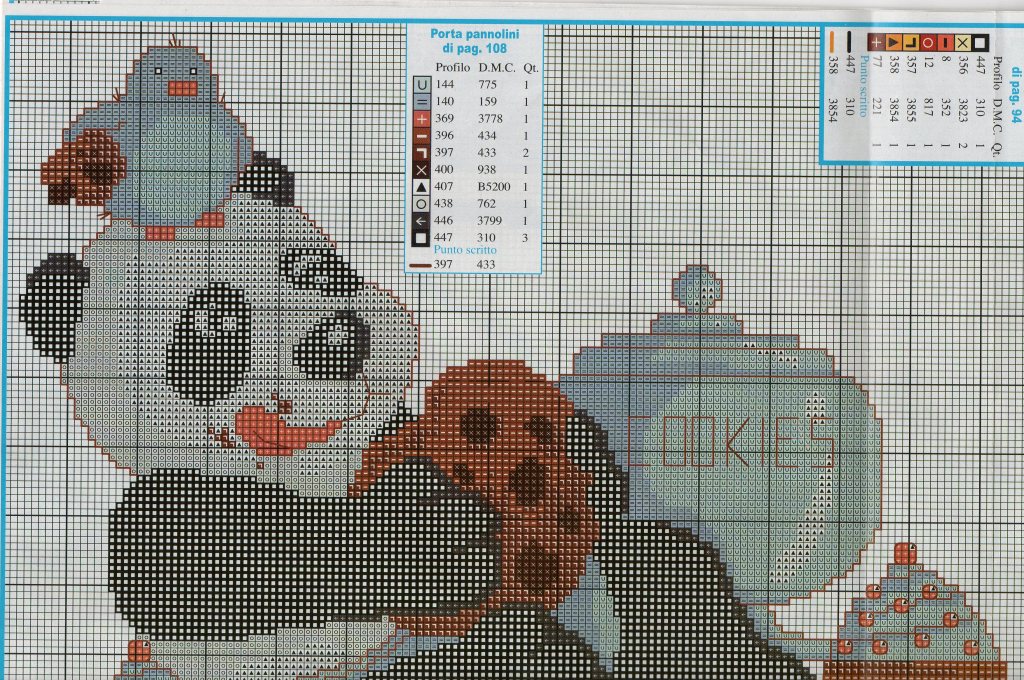 Schema punto croce Porta pannolini 1