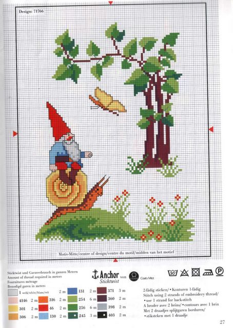 Schema punto croce Quadretti gnomi 3