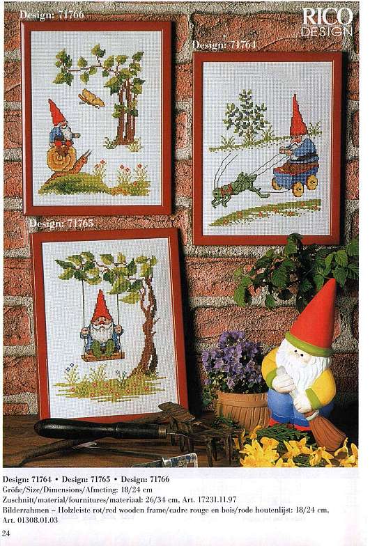 Schema punto croce Quadretti gnomi