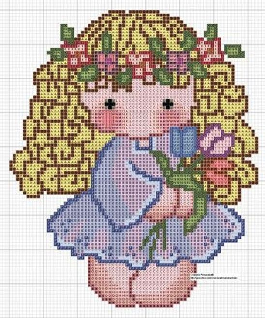 Schema punto croce Ragazza bouquet