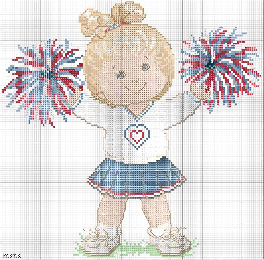 Schema punto croce Ragazza pon pon