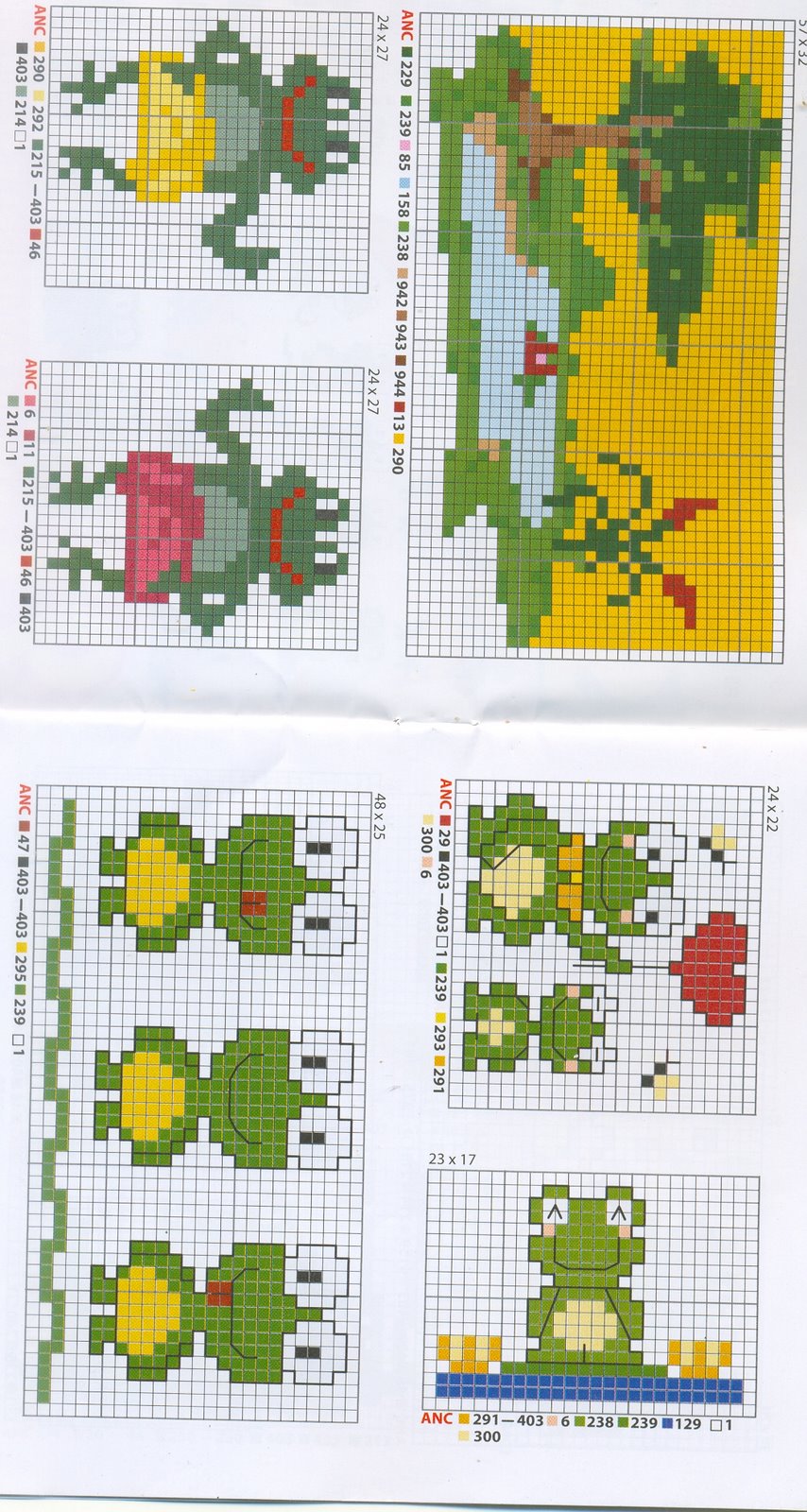 Schema punto croce Rane 06
