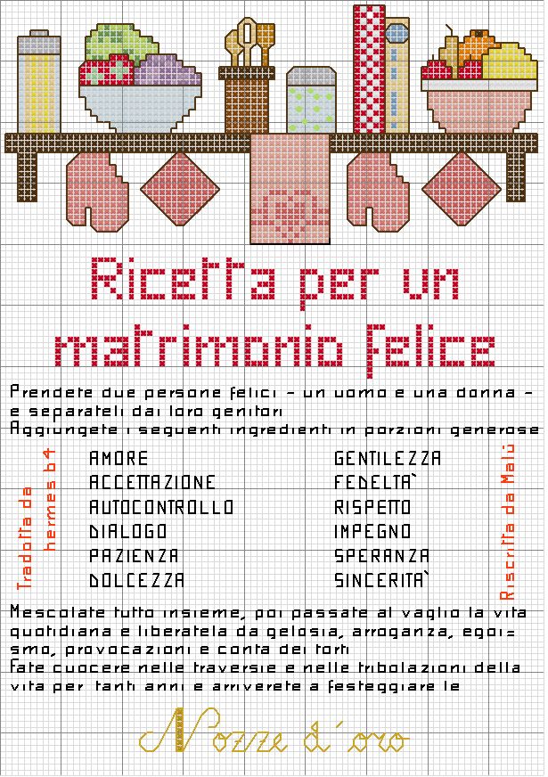 Schema punto croce Ricetta matrimonio felice