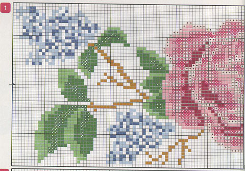 Schema punto croce Rosa per corredo 1