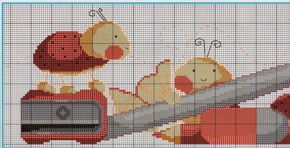 Schema punto croce Sacchetto scuola coccinelle 1