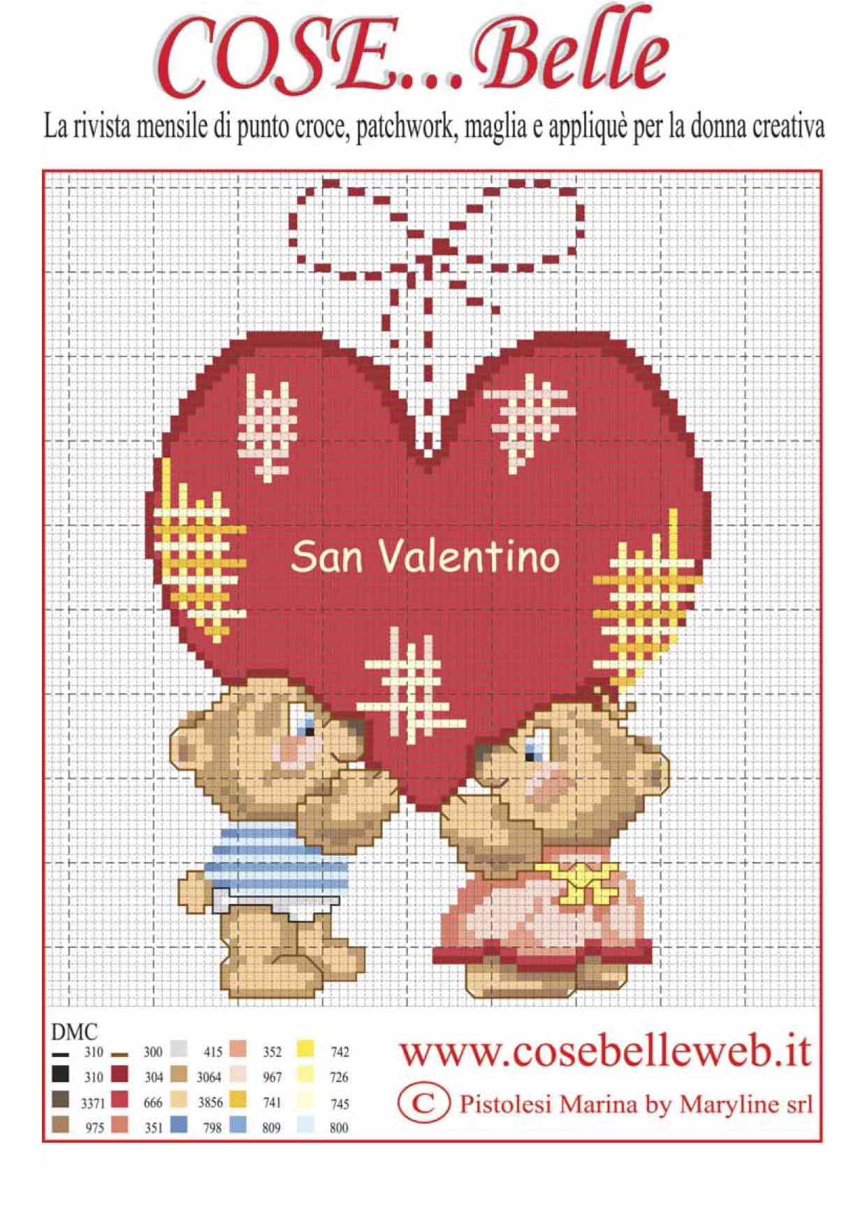 Schema punto croce San valentino