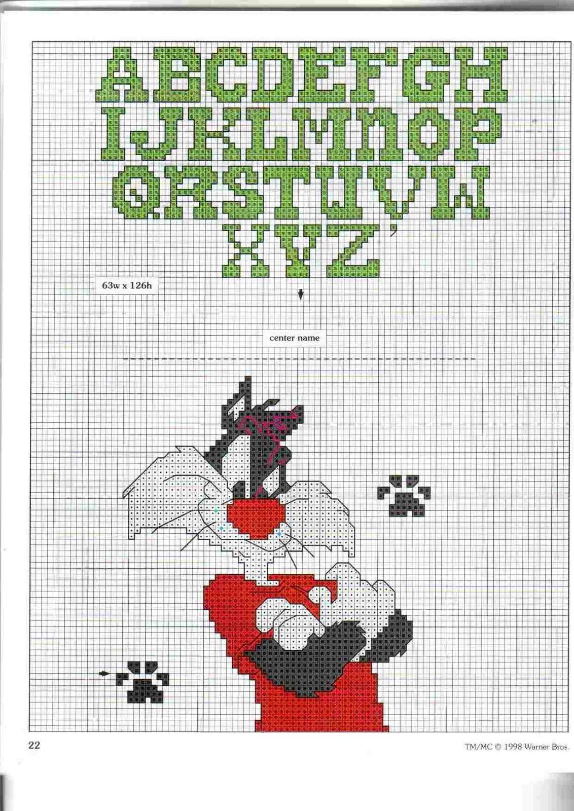 Schema punto croce Silvestro jeans 1