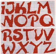 Schema punto croce Alfabeto-rosso-2