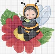 Schema punto croce Ape Fiore